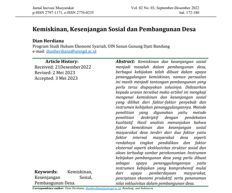 Kemiskinan, Kesenjangan Sosial dan Pembangunan Desa
